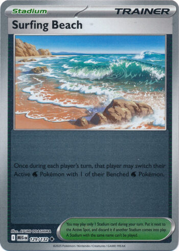 Karta Pokémon – Mega Evolution – 129/132 – Surfing Beach (Reverse Holo)